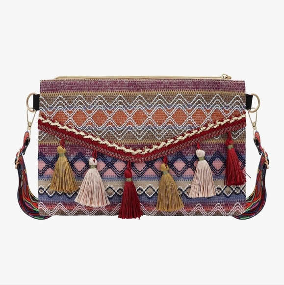 WisePoint Handbags - Woven Crossbody Bag, Bohemian Clutch